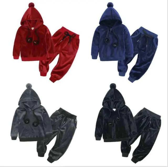 2PC Toddler Boys Girls Clothes Warm Outfits Autumn Clothing Sets Hoodies +Pants