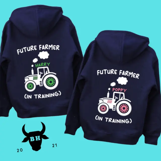 Personalised Kids Tractor 'Future Farmer (in training)' Jumper Hoodie Farm