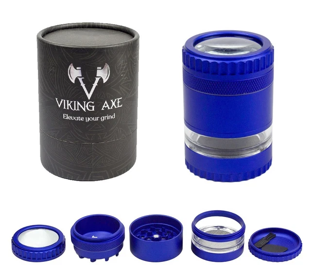 2.5"63mm VIKING AXE Aluminum 5 Piece Tobacco Spice Herb Grinder Box Gift for man