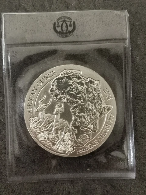 50 Francs Argent 2014 Impala Rwanda / 1 Oz 1 Ounce Silver 10 000 Ex. Scellee