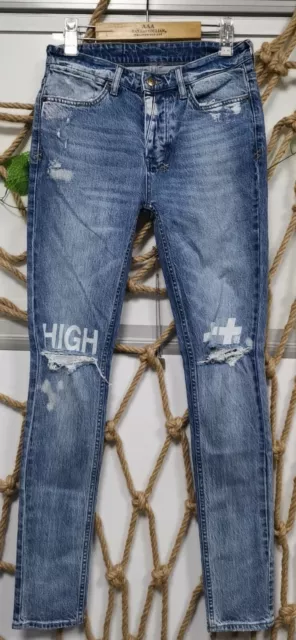 New Ksubi Chitch Fury Skinny Leg Blue Men's Jeans Size 31 / 38 Us Free Shipping