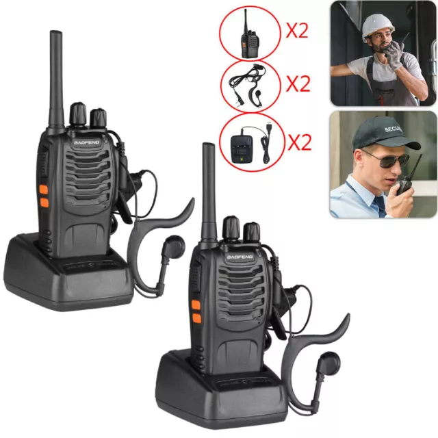 2x Baofeng BF-88E PMR446 16 Kanal Funkgerät Walkie Talkie +Headset Kopfhörer