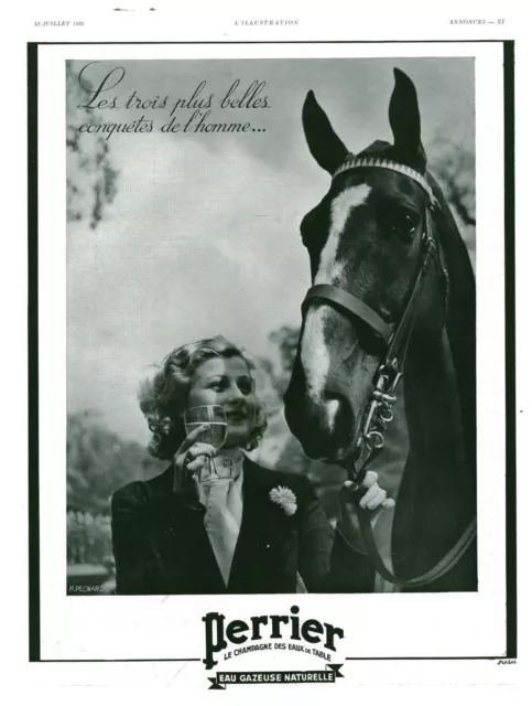 1935 Perrier Le Champagne des Eaux de Tablet Antique Advertising Magazine Issue