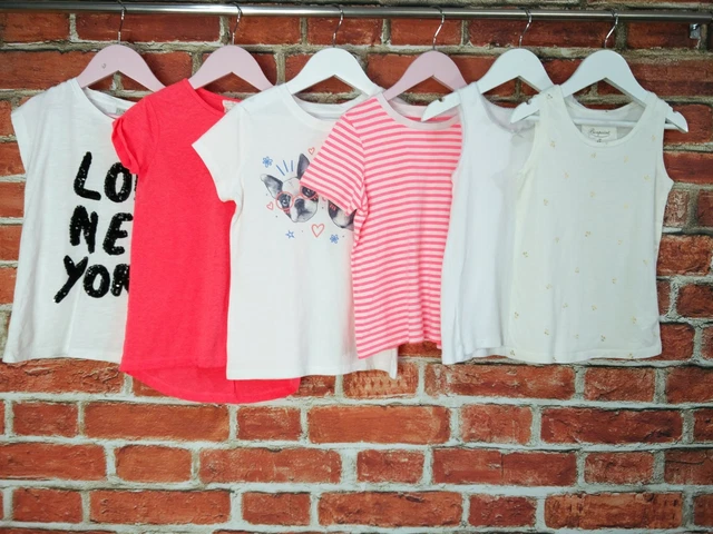 GIRLS BUNDLE AGE 5-6 YEARS ZARA M&S etc SHORT SLEEVE TOP T-SHIRT VEST KIDS 116CM