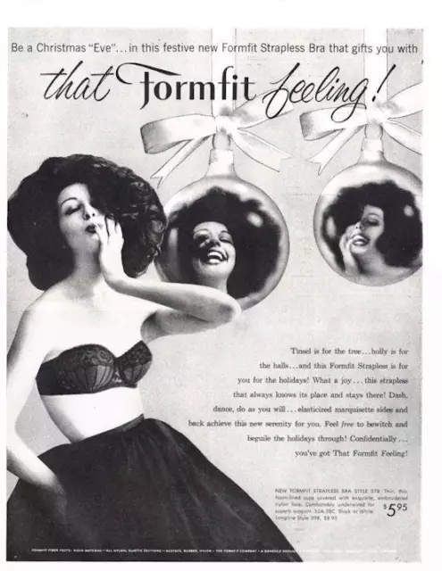 1960 FORMFIT PRINT AD Women's Strapless Bra $14.99 - PicClick
