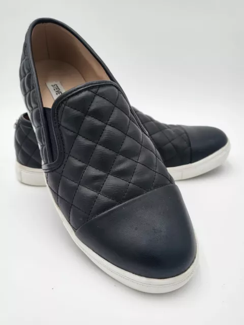 Steve Madden Shoes Womens 11 M Zaander Quilted Loafer Sneakers  Black Slip On