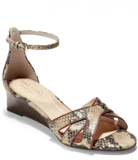 COLE HAAN WOMEN 8.5 Hana Grand Wedge Roccia Snake Print Leather Heels ...