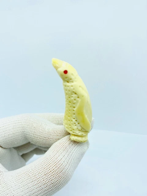 Faux Sperm Whale Penguin Figurine Vintage Souvenir Home Decor Scrimshaw Resin