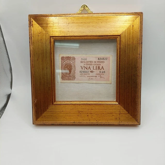 UNA lira biglietto di stato, autentiche, quadro artigianale.