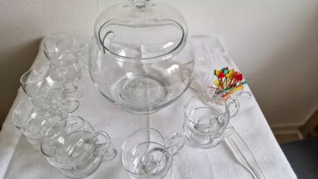 Bowle Set aus Glas gebraucht mit Kelle und Pieksern