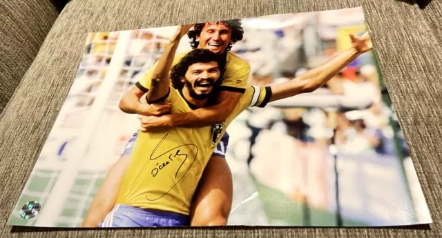 Socrates Hand Signed Photo Brazil Autograph Coa 1986 World Cup Soccer