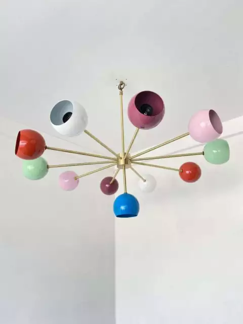 De Color Candelabro 11 Globo Ocular Pantalla Tamaño Grande Pieza Maestra Latón