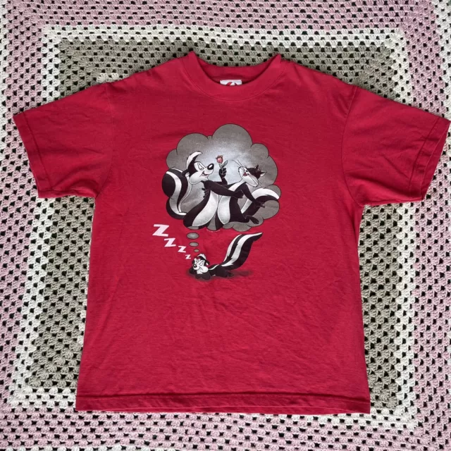 LOONEY TUNES VINTAGE Pepe Le Pew Red Graphic T-Shirt Size Small Acme ...