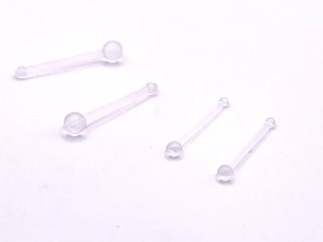 Nose Stud Piercing Retainer with ball end size choice in clear bioflex x 2