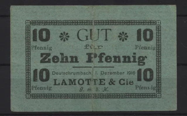 [18953] - NOTGELD DEUTSCHRUMBACH (heute: Rombach-le-Franc), Lamotte & Cie., 10 P