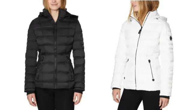 Nautica Women's Water Resistant Puffer Removable Hood Full Zip Jacket