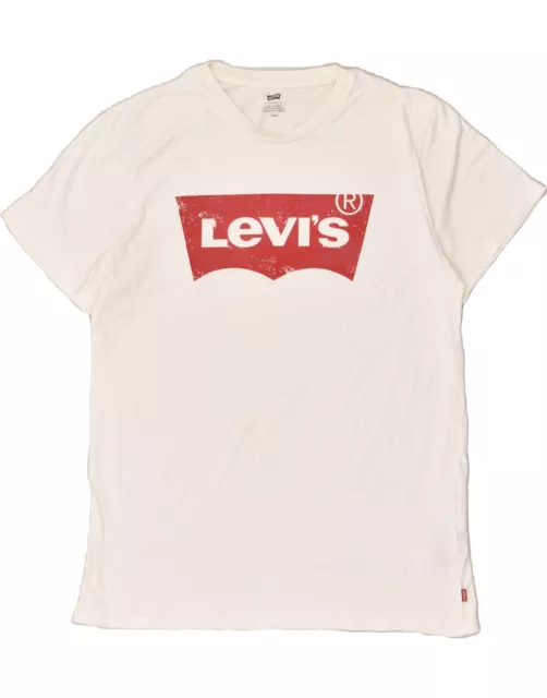 LEVI'S Mens Slim Graphic T-Shirt Top Large White Cotton AV97