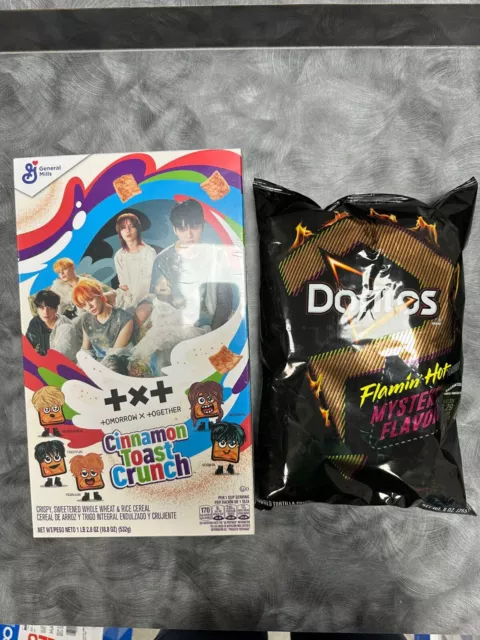 TXT K-POP Cinnamon Toast Crunch Collectable Cereal + Photo Cards and Doritos Mys