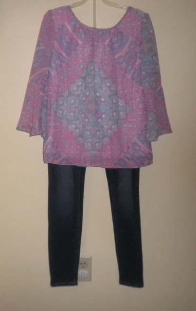 Girl s IZ Byer Girl Flowing Top & Justice Jeggings- Size 14 Slim