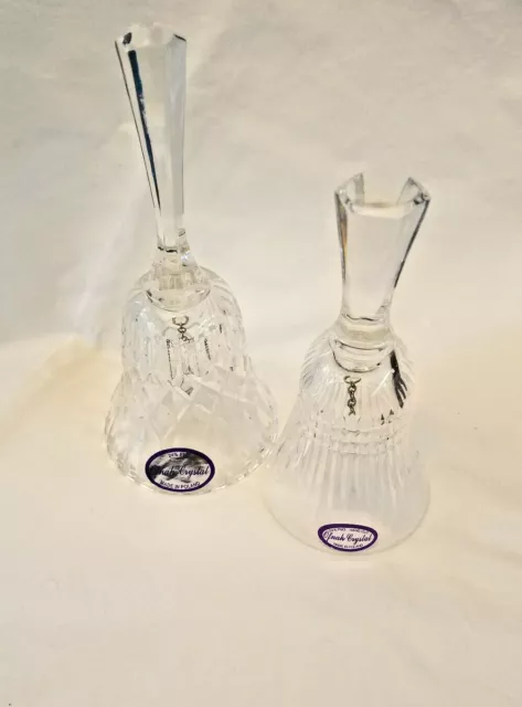 Ensemble de deux cloches en cristal vintage Ofnah fabriquées en Pologne 24 % PBO