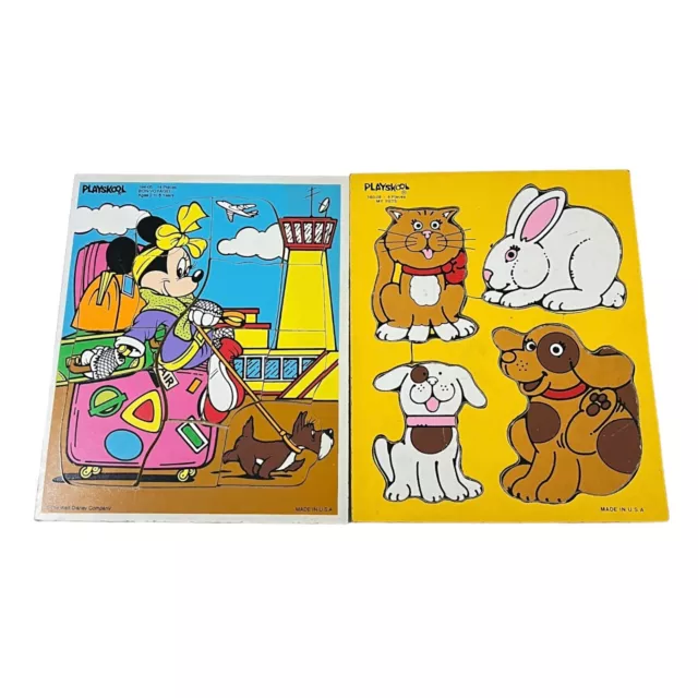 2 Playskool Minnie Mouse & My Pets Board Puzzles Bon Voyage and My Pets Made USA