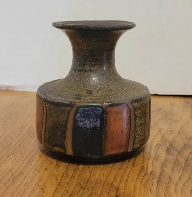 Vintage MCM Otagiri Original Pottery  Bud Vase 3 1/4" Handcrafted Orange Brown