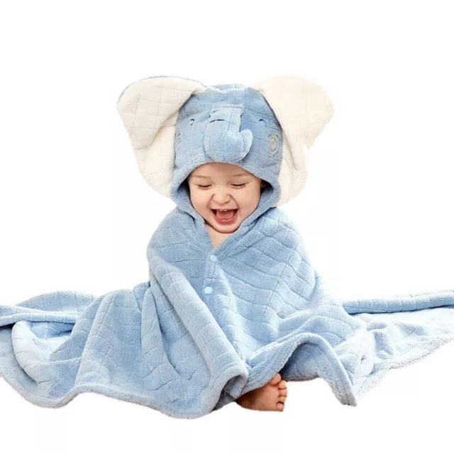 Baby Wickeldecke saugfähig bequem Cartoon Tier Baby Bademantel Swaddl blau