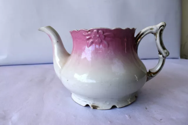 Antique Allemand Porcelaine Théière Lait Rose Blanc Fleur Design Décoratifs " K1 2