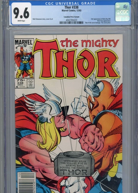 Thor #338 Nm 9.6 Cgc White Pages 2Nd App. Beta Ray Bill Canadian Price Variant S