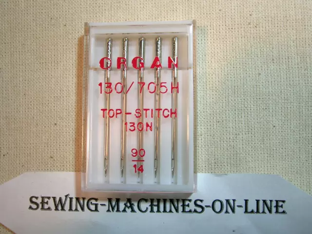 Organ Top Stitch Sewing Machine Needles Fit Brother/Singer/Janome/Bernina #90/14