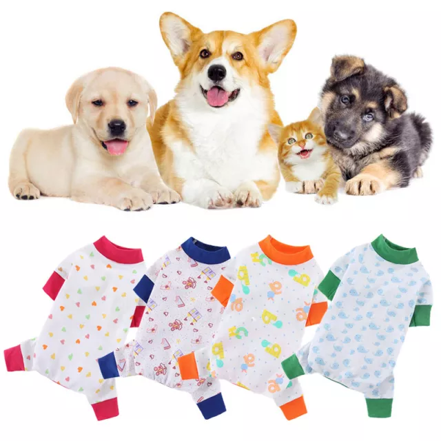 Pet Dog Cat Pajamas Soft Clothes Apparel Cute Puppy Shirt Jumpsuit Sleepwear UK