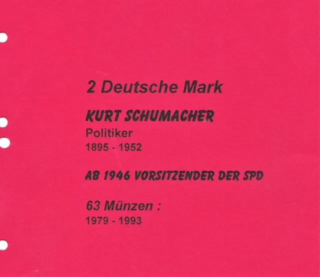 BRD 2 DM Münzen Kurt Schumacher
