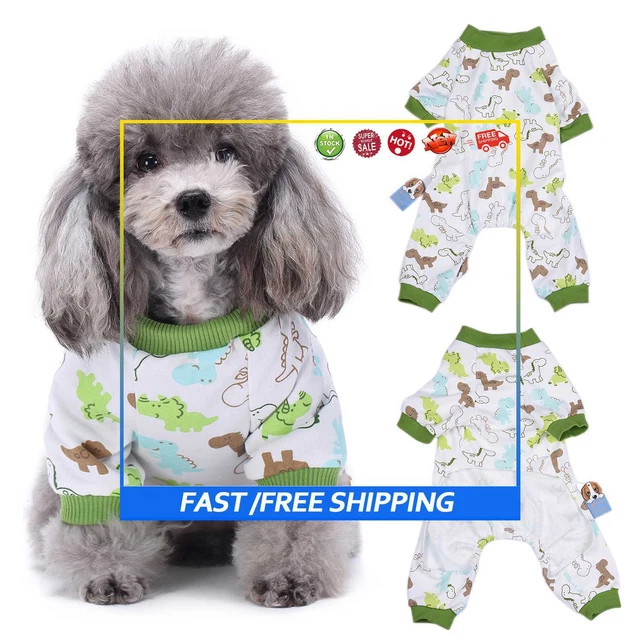 #B Pijama de algodón para perro dibujos animados de cuatro patas Hermosa ropa para mascotas (Dinosaurio X)