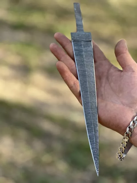 12" long HANDMADE DAMASCUS Steel Blank Blade DAGGER HUNTING KNIFE Full Tang 2425
