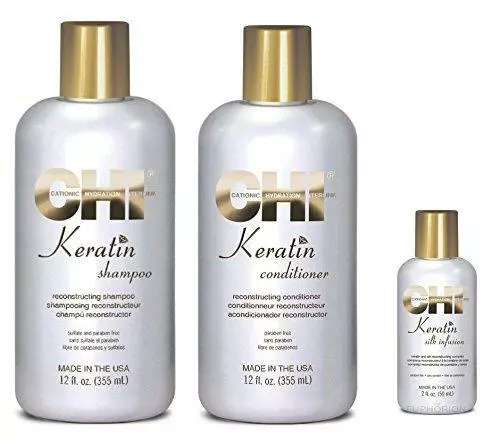 Chi Keratin Shampoo - 355 ml - Conditioner 355 ml-Silk Infusion 59ml