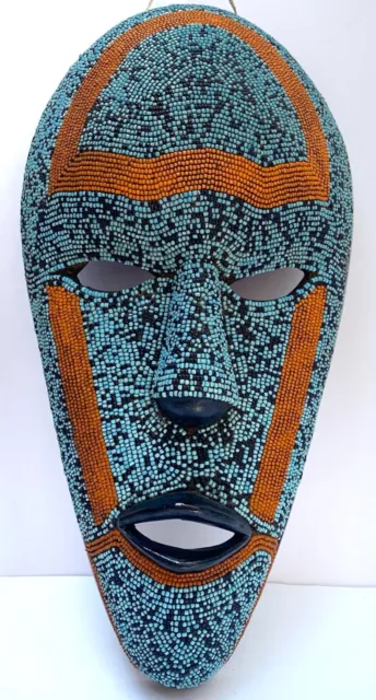 African Tribal Mask Beautiful Beaded Vintage Wall Face Mask