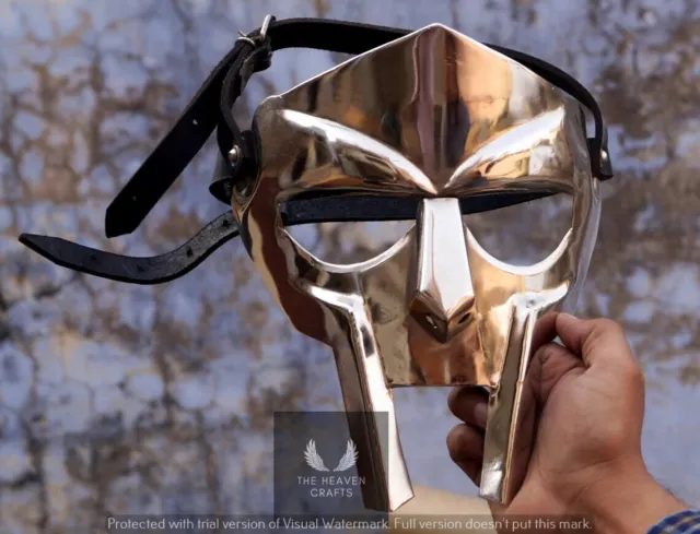 MF Doom Gladiator Mask, Mad-villain, 18g Mild, Steel, Face Armour, Halloween Gif