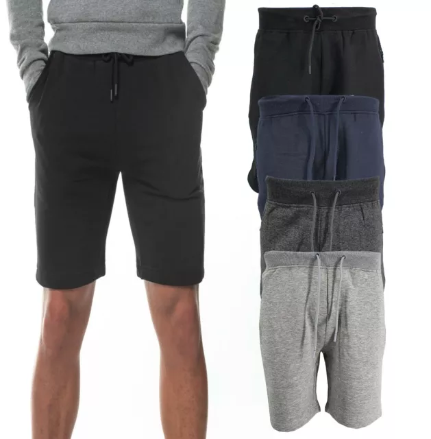 New Mens Shorts Boys Joggers Running Zip Pockets Gym Jogging Sweat Drawstring UK