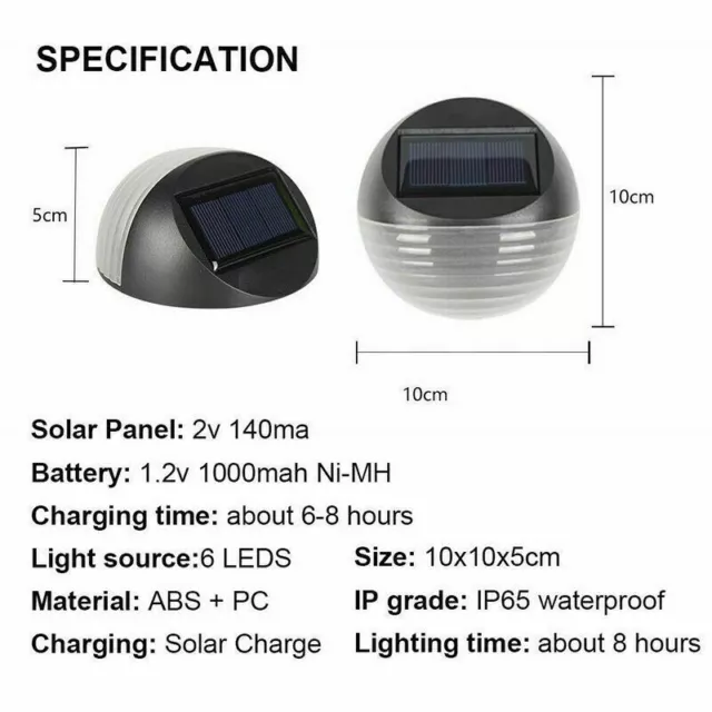 Solar Powered LED Garden Fence Lights Wall Patio Decking Outdoor Lighting Lamp 3