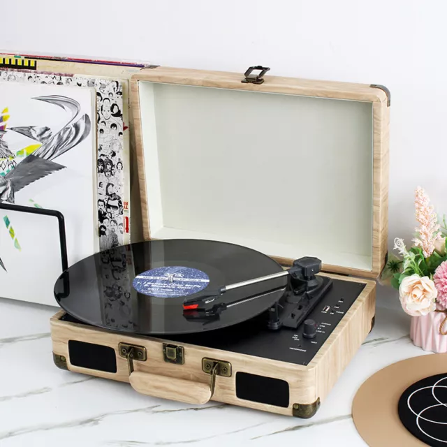 Retro Koffer Plattenspieler Lautsprecher Bluetooth Schallplatten Spieler Vinyl