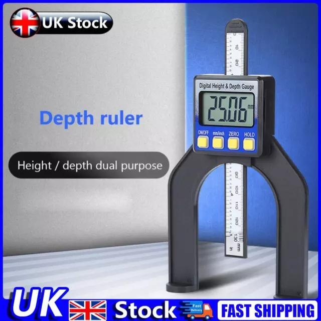 0-80mm 0.01mm Digital Depth Gauge LCD Height Gauges Calipers Tool (Blue) UK