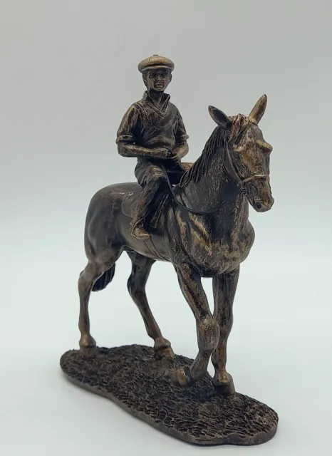 Racehorse Horse Racing Jockey Bronze Statue Sculpture Figurine Equestrian Art