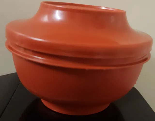 Tupperware Round Bowl w/Lid 1436 Seal N Serve Orange Vintage