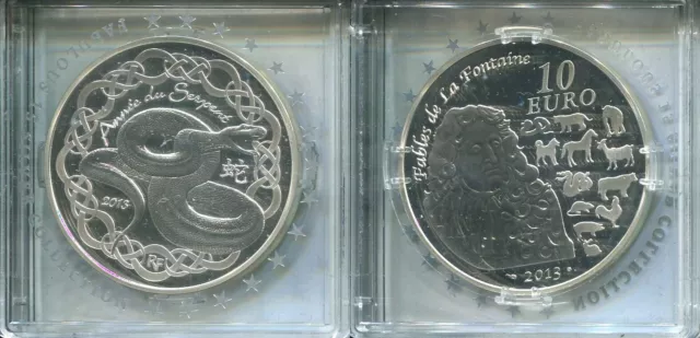 FRANKREICH 2013 - 10 Euro in Silber, PP - LUNAR Jahr der Schlange