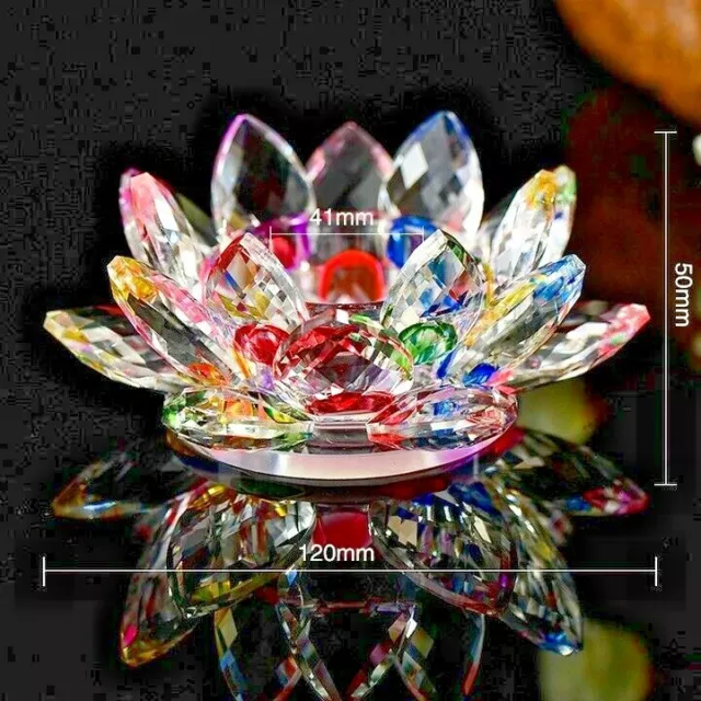 Crystal Glass Multi Lotus Flower Candle Tea Light Holder & Gift Box