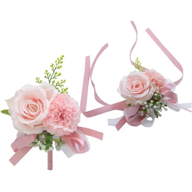 Set 2 pezzi corsetti da polso con motivo floreale, rosa costiera e chiodi di garofano1234