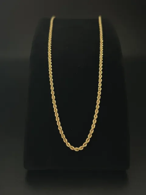 Solid 14K Gold Rope Chain 22" 2.5 mm. 3.20 gr. Yellow Gold Diamond Cut Necklace