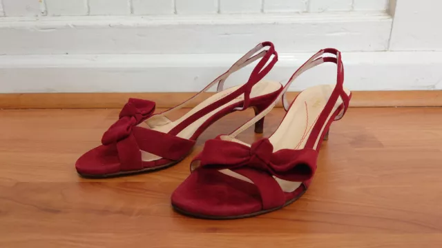 KATE SPADE New York Red Suede Bow Strap Heel Slingback Pump - Size 6 B