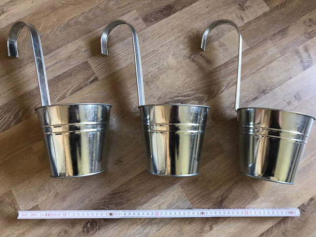 3 x Hängetopf Blumentopf Hängetöpfe Garten Balkon Blumen Topf Kräutertopf Zink