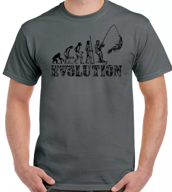 T-shirt da pesca da uomo divertente evoluzione pescatore pescatore canna mulinello barca di mare